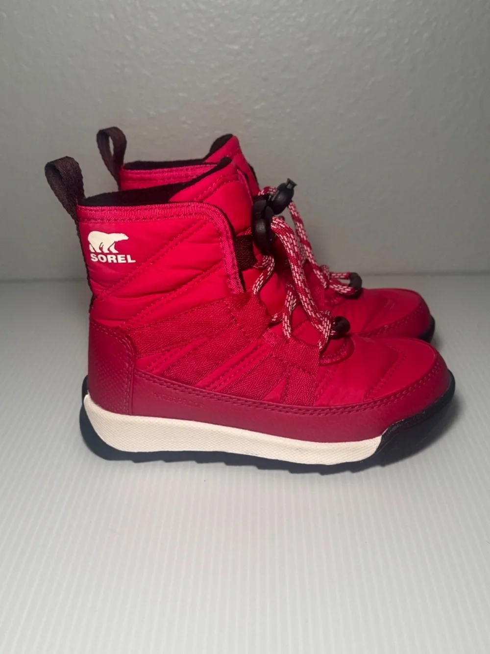 Sorel Girls Whitney 2 Waterproof Red Winter Boots with Pull Loop